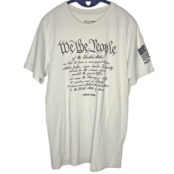 HOLD FAST T-Shirt We The People Constitution USA Flag Patriotic Mens M Gray - Picture 1 of 4